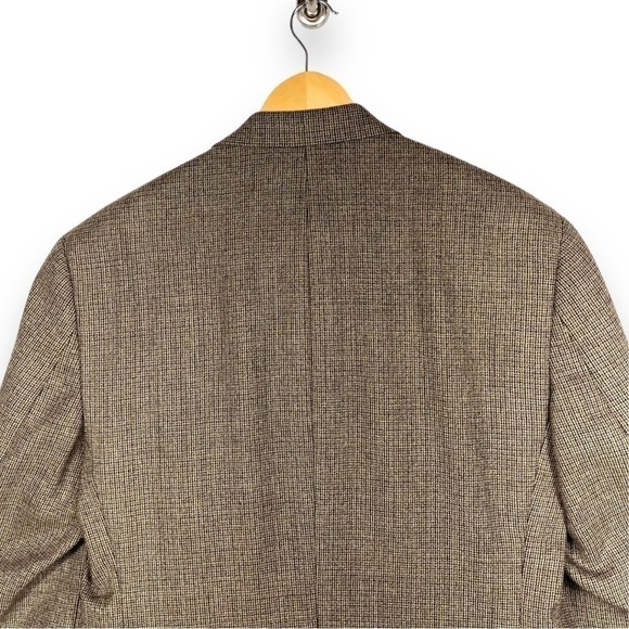 Chaps 100% Wool Single Breasted 2 Button Sportscoat Blazer, Brown Tweed, 40S - Picture 9 of 10